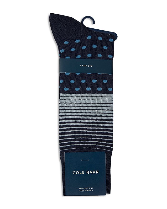 Cole Haan Stripes & Dots Socks In Marine Blue