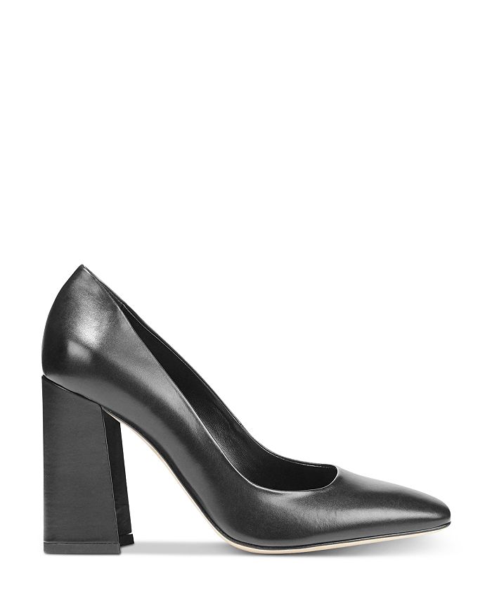 padded strap square toe block heels