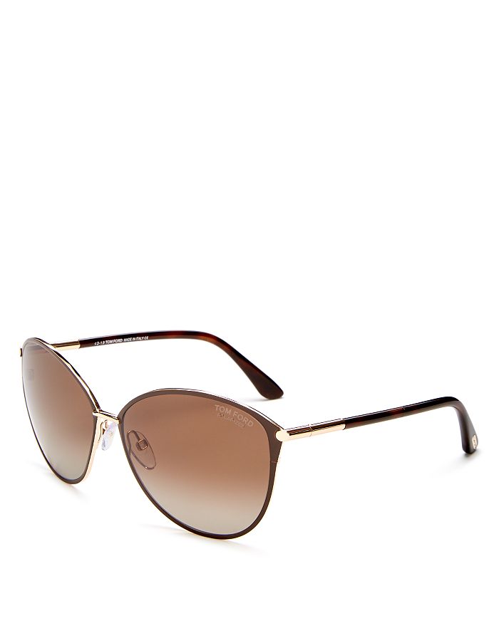Shop Tom Ford Penelope Polarized Cat Eye Sunglasses, 59mm In Shiny Rose Gold/grey Gradient Polarized Lenses