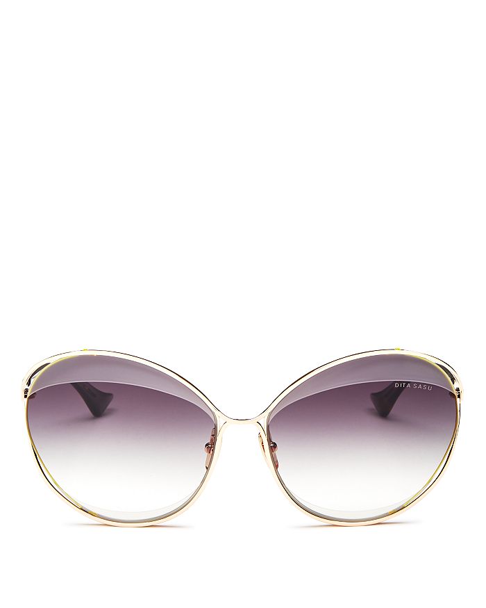 Dita Female Sasu Cat Eye Sunglasses, 64mm In White Gold/gray Gradient