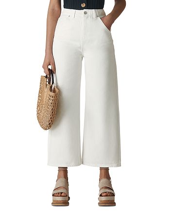 Whistles Gabi High-Rise Cropped Wide-Leg Jeans in White | Bloomingdale's