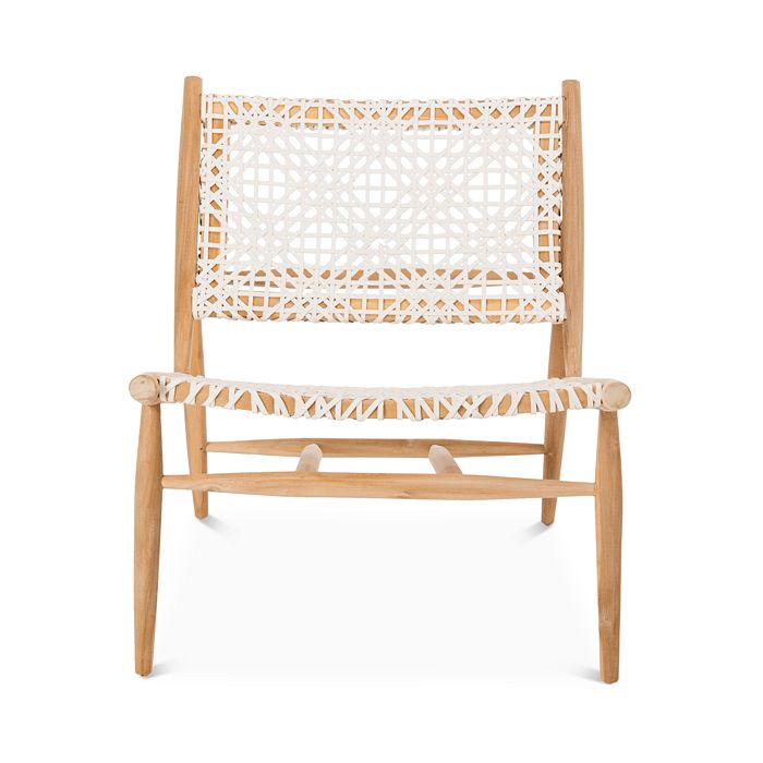 Shop Safavieh Bandelier Leather Weave Accent Chair In Off-white/natural