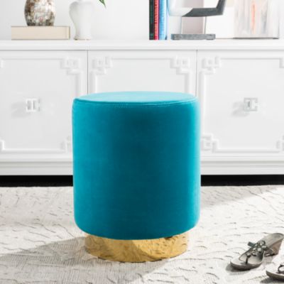Elsworth Velvet Ottoman with Brass Base