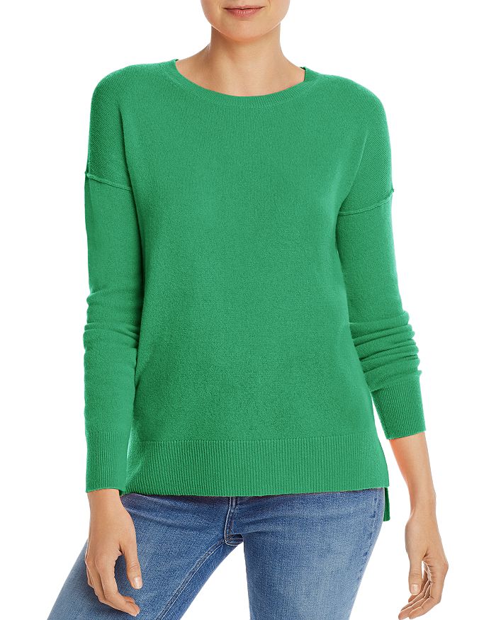 Aqua Cashmere High/low Crewneck Sweater - 100% Exclusive In Jade