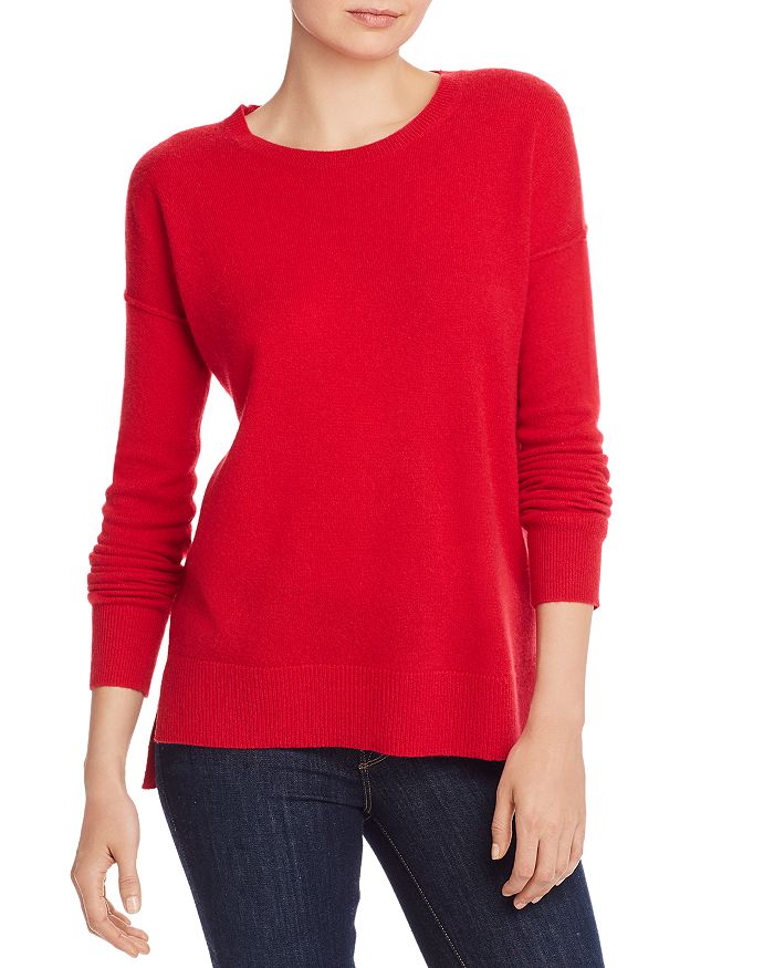 Aqua Cashmere High/low Crewneck Sweater - 100% Exclusive In Red
