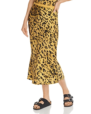 Anine Bing Bar Leopard-print Silk-charmeuse Midi Skirt In Black/gold