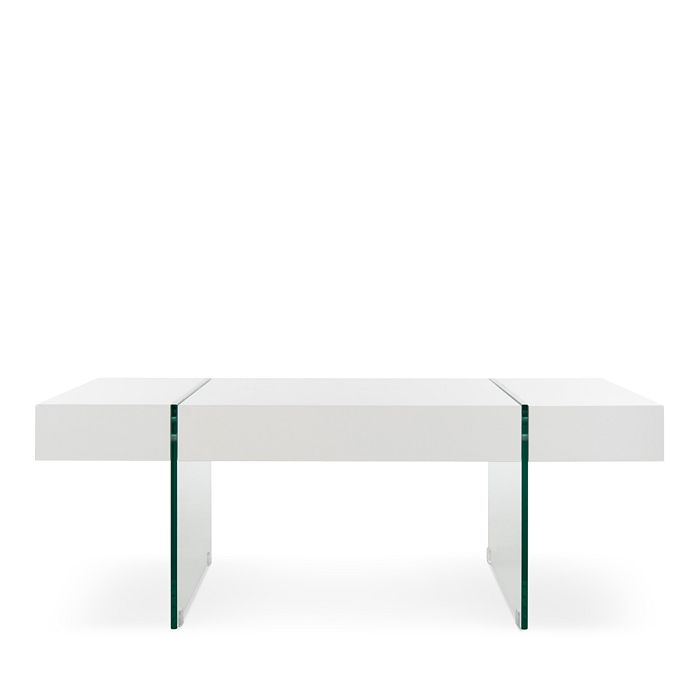 Safavieh Jacob Rectangular Glass Leg Modern Coffee Table In White