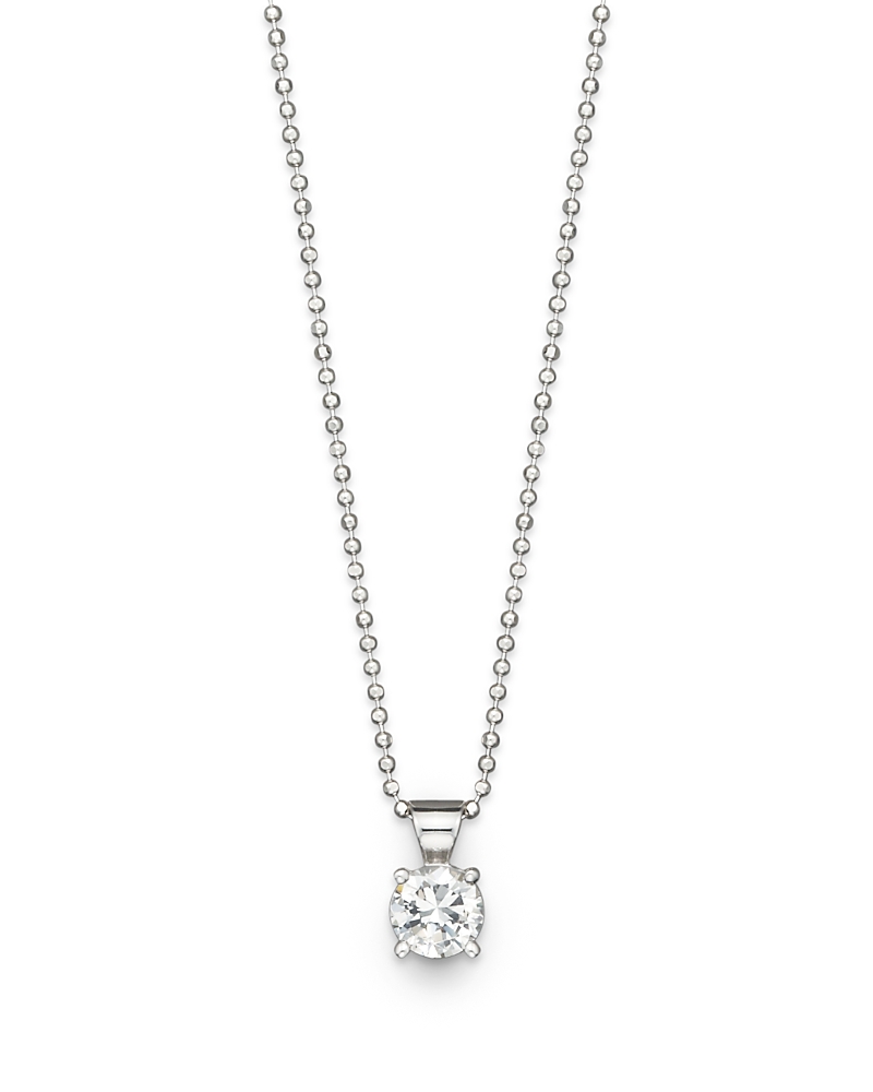 Diamond Solitaire Pendant Necklace in 18K White Gold, 1.0 tcw