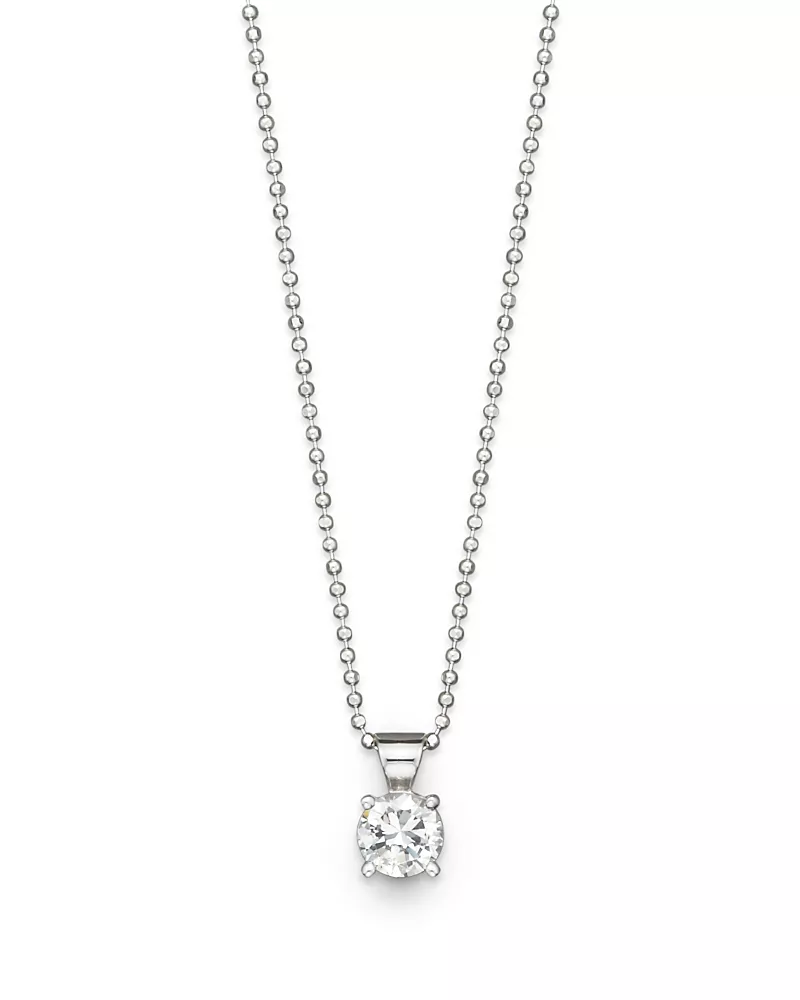 Diamond Solitaire Pendant in 18K White Gold, 0.30 tcw