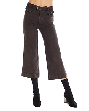 Chaser Braided-waist Wide-leg Pants In Vintage Black Enzyme Wash