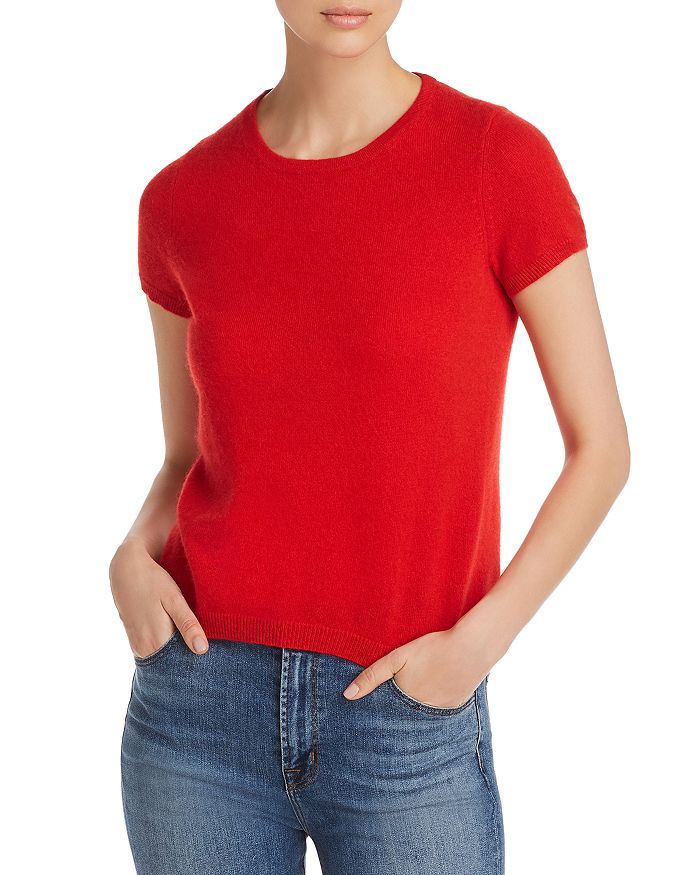 C By Bloomingdale's Short-sleeve Cashmere Sweater - 100% Exclusive In Bright Red