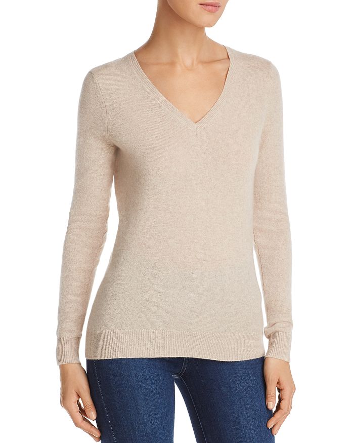 C By Bloomingdale's V-neck Cashmere Sweater - 100% Exclusive In Heather Oatmeal