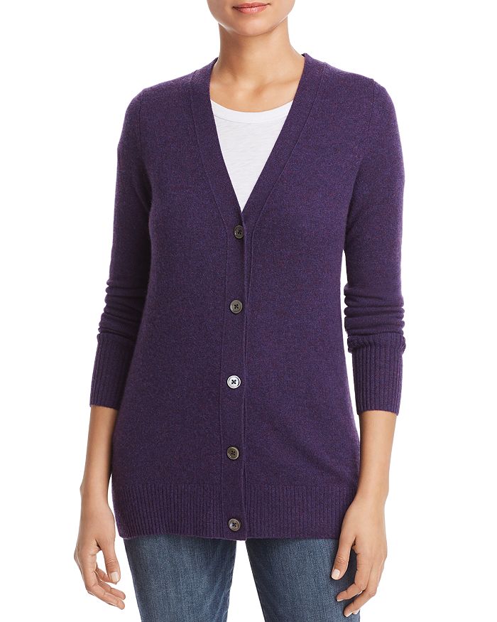 C By Bloomingdale's Cashmere Grandfather Cardigan - 100% Exclusive In Marled Plum