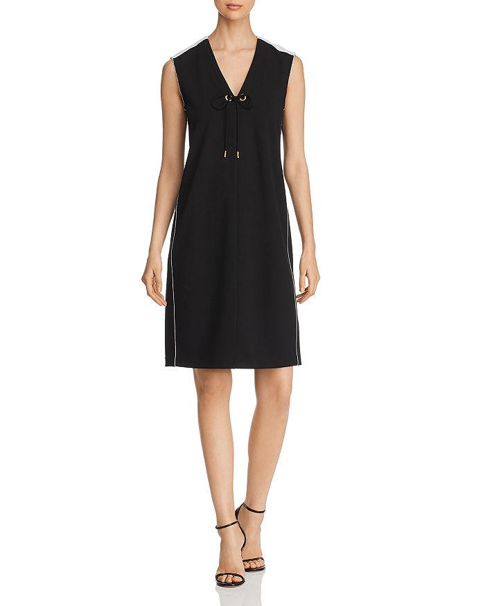 Donna Karan New York Tie-neck Dress In Black