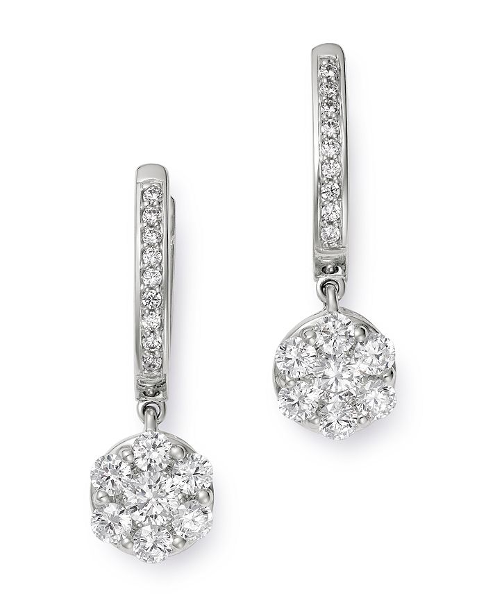 Bloomingdale's Cluster Diamond Drop Earrings In 14k White Gold, 0.80 Ct. T.w. - 100% Exclusive