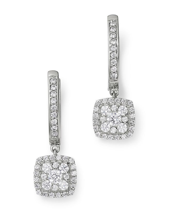 Bloomingdale's Cluster Diamond Drop Earrings In 14k White Gold, 0.70 Ct. T.w. - 100% Exclusive
