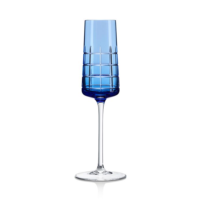 Christofle Graphik Crystal Flutes, Set Of 2 In Blue