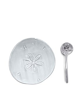 Mariposa - Sand Dollar Ceramic Canape Plate & Sand Dollar Spoon