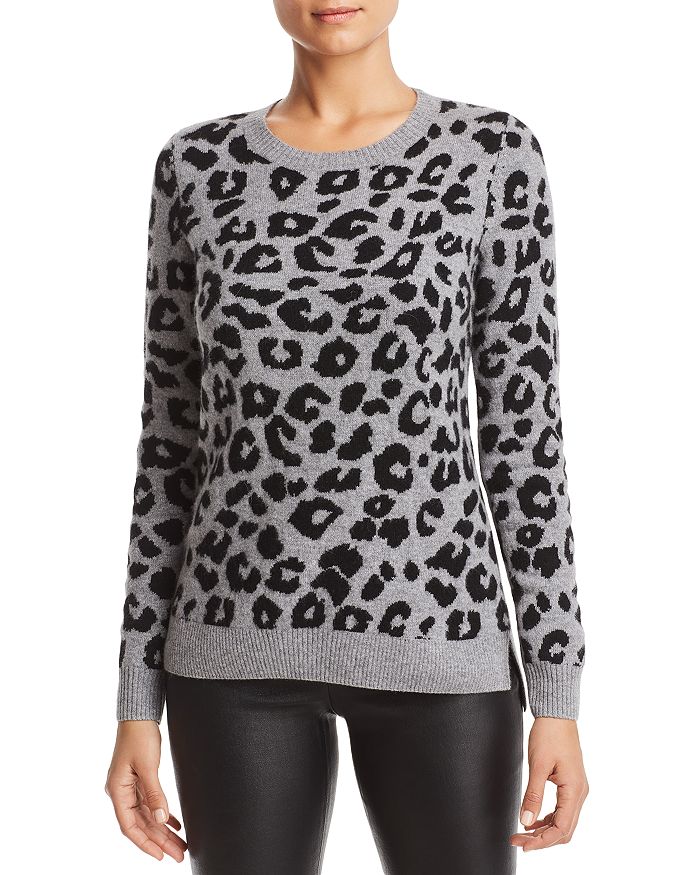 C by Bloomingdale's Leopard Jacquard High/Low Cashmere Sweater - 100% ...