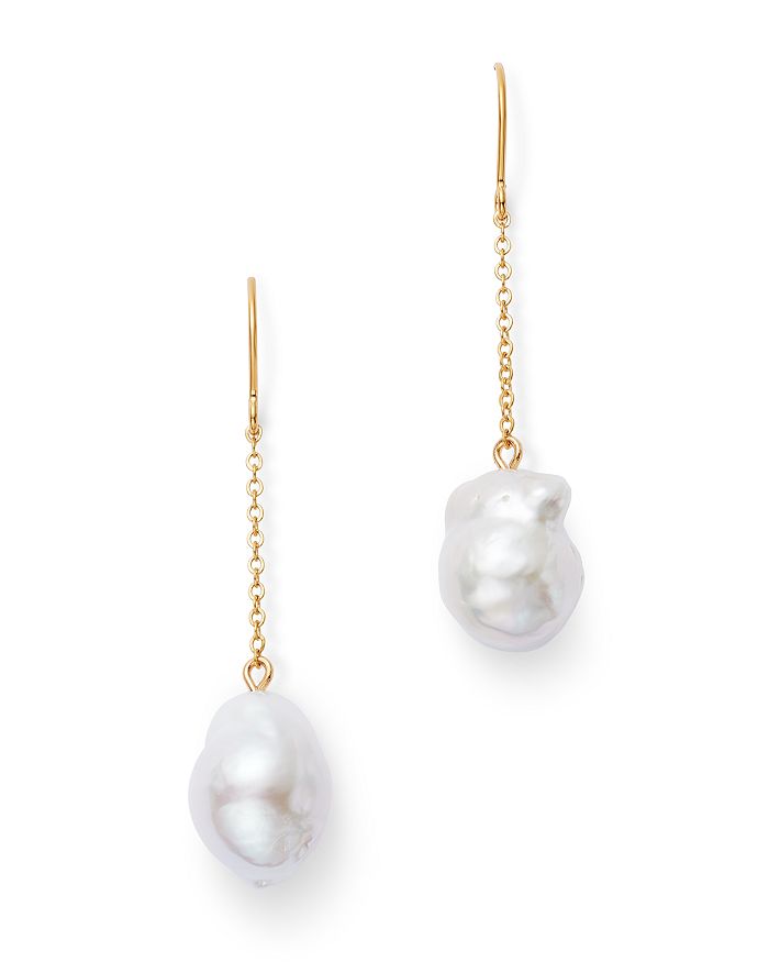 Bloomingdale's Baroque Cultured Pearl Drop Earrings In 14k Yellow Gold - 100% Exclusive In White/gold