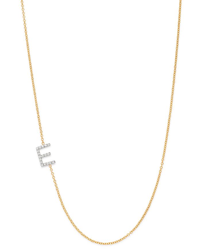 Zoe Lev 14k Yellow Gold Diamond Asymmetric Initial Necklace, 18 In E/gold