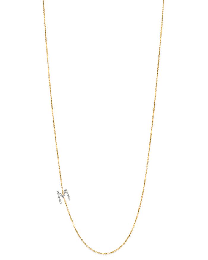 Shop Zoe Lev 14k Yellow Gold Diamond Asymmetric Initial Necklace, 18 In M/gold