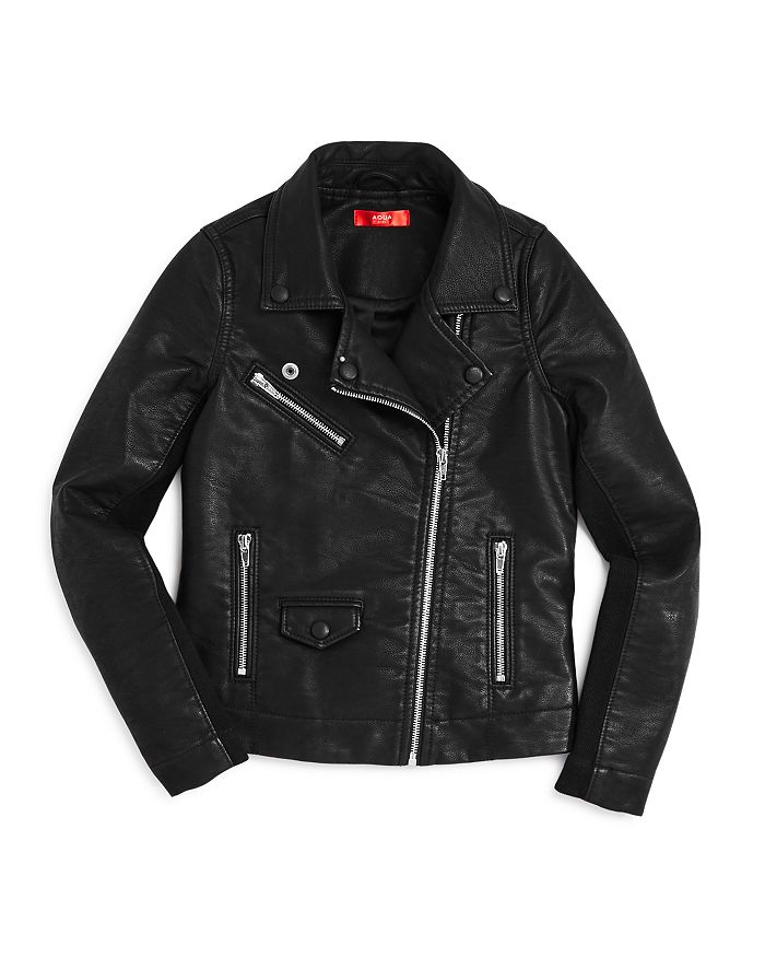 Aqua Girls' Faux-leather Moto Jacket, Big Kid - 100% Exclusive In Black