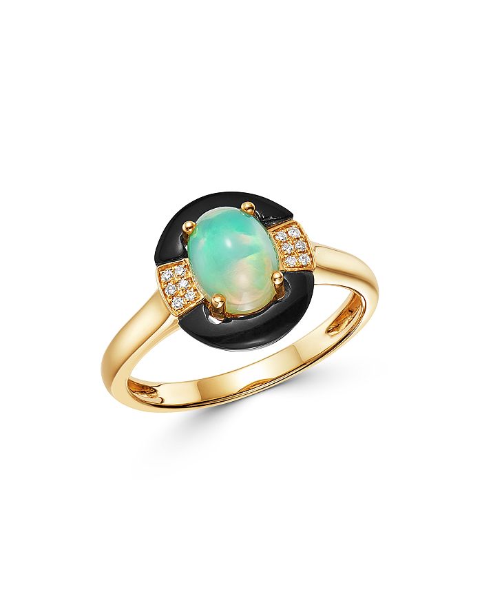 Bloomingdale's Opal, Black Onyx & Diamond Ring In 14k Yellow Gold - 100% Exclusive In Multi/gold