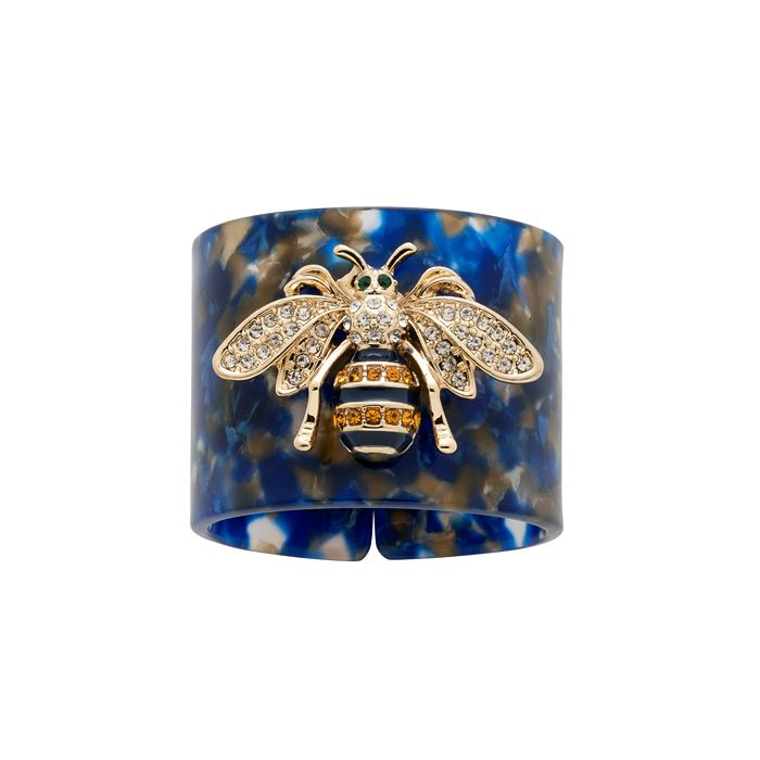 Shop Joanna Buchanan Stripey Bee Napkin Rings, Set Of 4 In Sapphire
