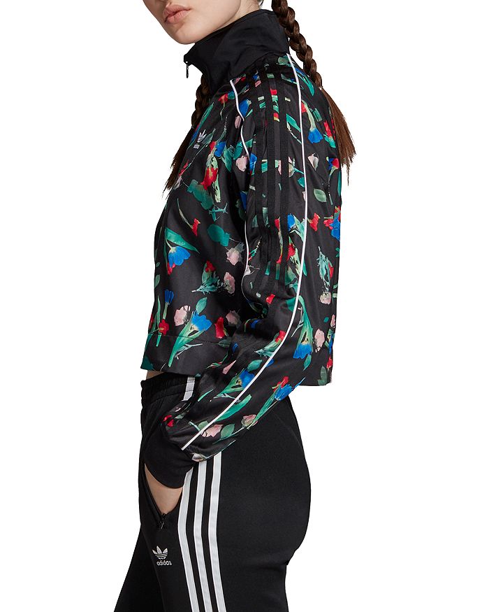 Adidas Originals Floral Cropped Track Jacket In Black | ModeSens