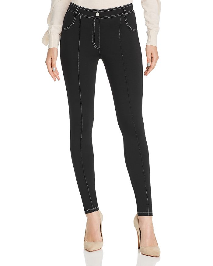 SANDRO BELY CONTRAST-STITCHED SKINNY PANTS - 100% EXCLUSIVE,SFPPA00280