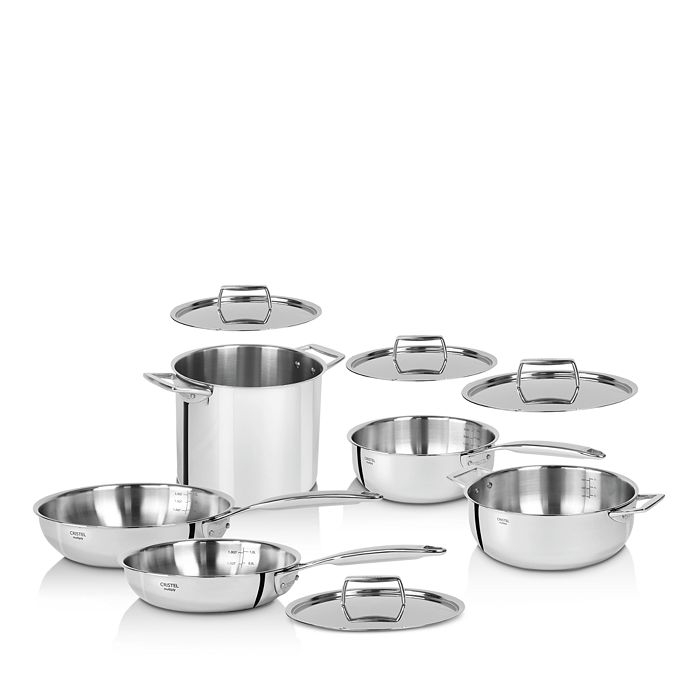 Shop Cristel Castel' Pro 9-piece Cookware Set In Silver