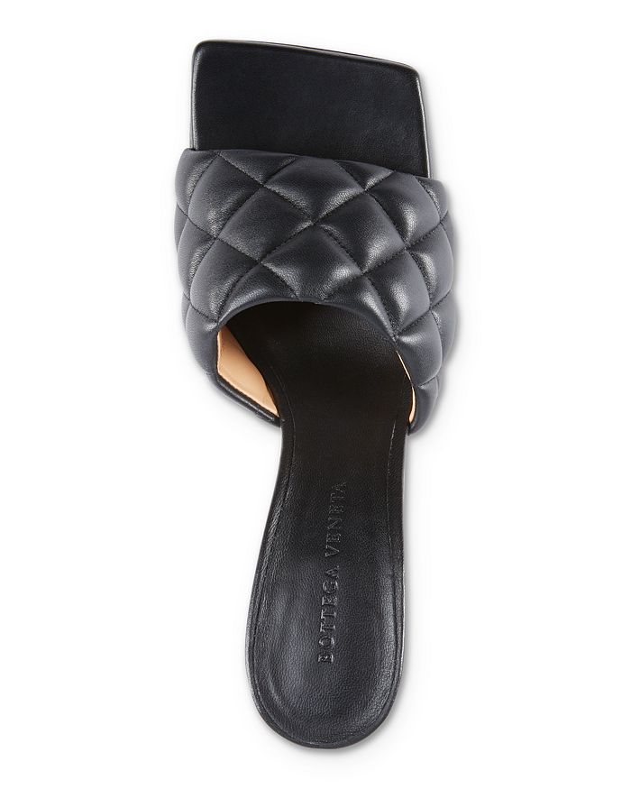 Shop Bottega Veneta Women's Quilted High Heel Slide Sandals In Nero