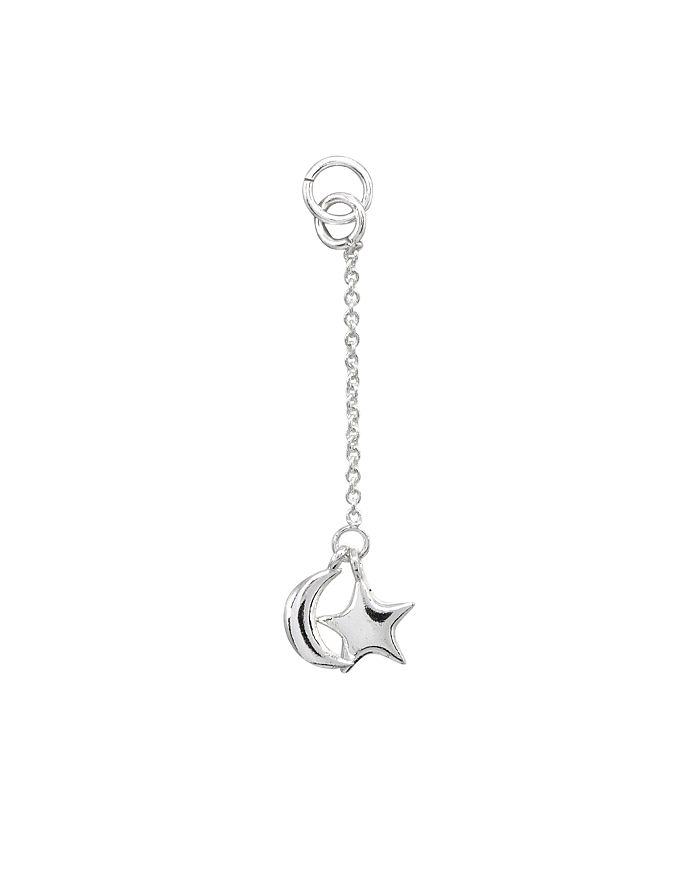 Aqua Dangling Half Moon & Star Charm In 18k Gold-plated Sterling Silver Or Sterling Silver - 100% Exclusi In Moon & Star/silver