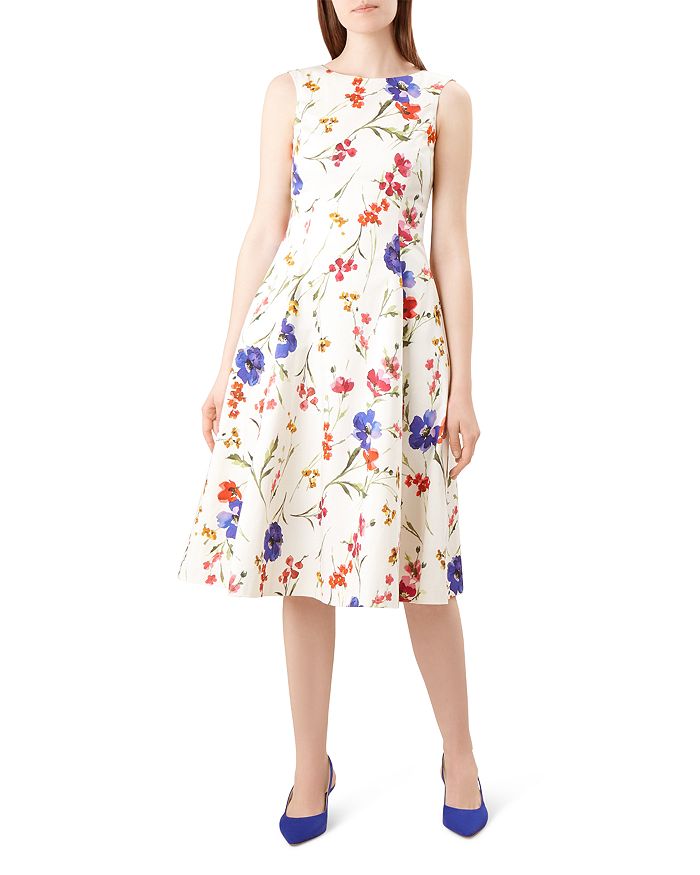 Hobbs London Cleo Floral Fit-and-flare Dress In Ivory Multi