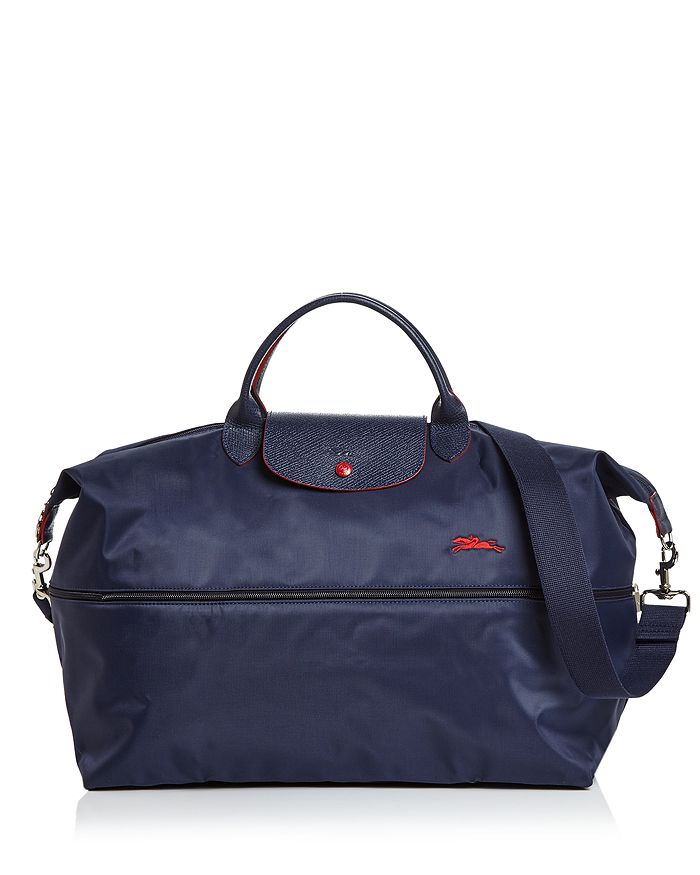 Longchamp Le Pliage Club Expandable Large Nylon Travel Bag In Navy/silver