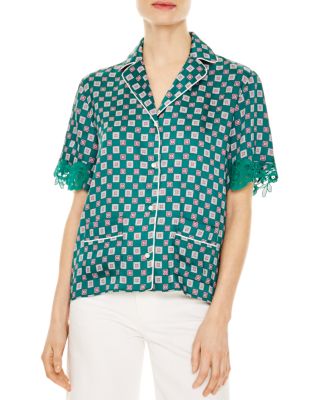 Sandro - Hena Printed Pajama-Style Top
