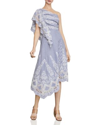 one shoulder embroidered dress