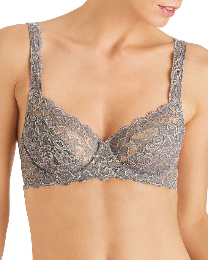 Hanro Luxury Moments Lace Unlined Underwire Bra In Smooth Grey