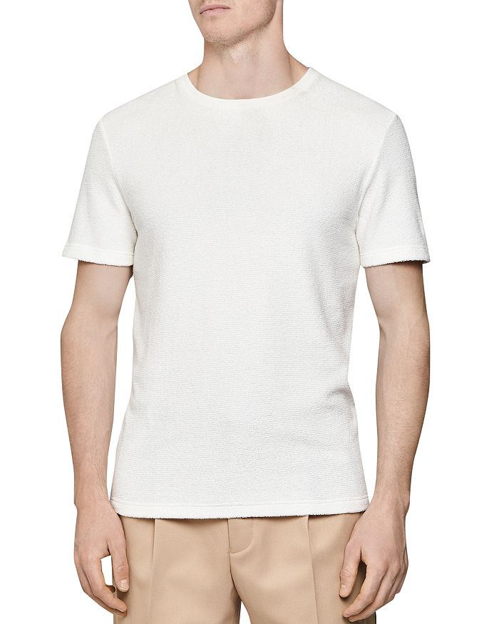 Reiss Christopher Towelling Crewneck Tee In Ecru