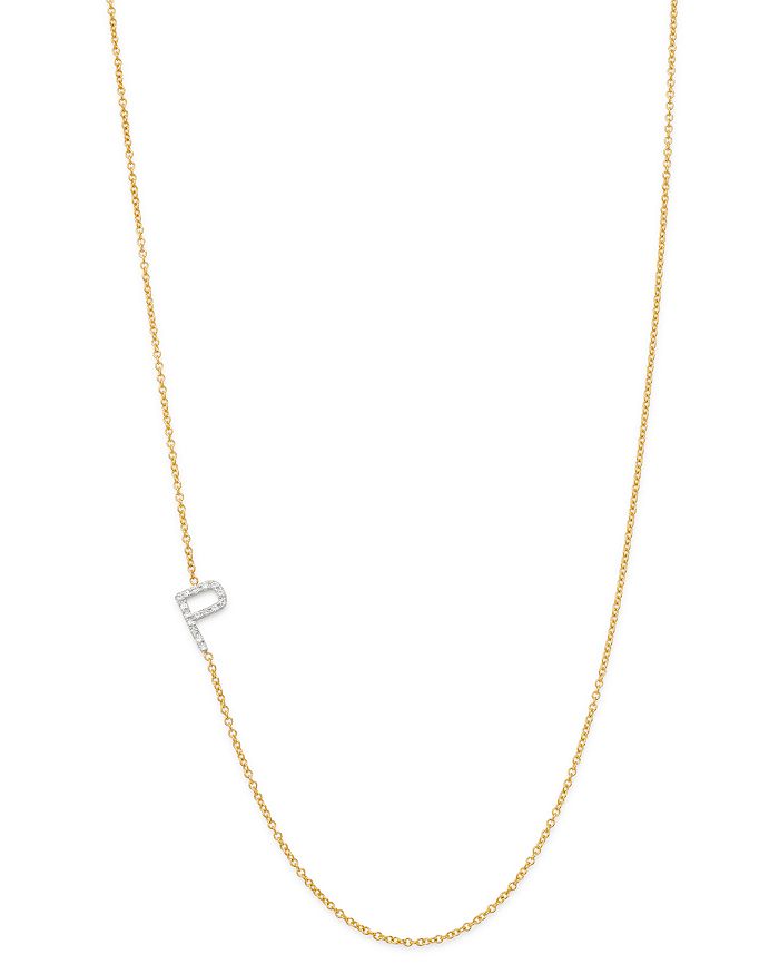 Zoe Lev 14k Yellow Gold Diamond Asymmetric Initial Necklace, 18 In P/gold
