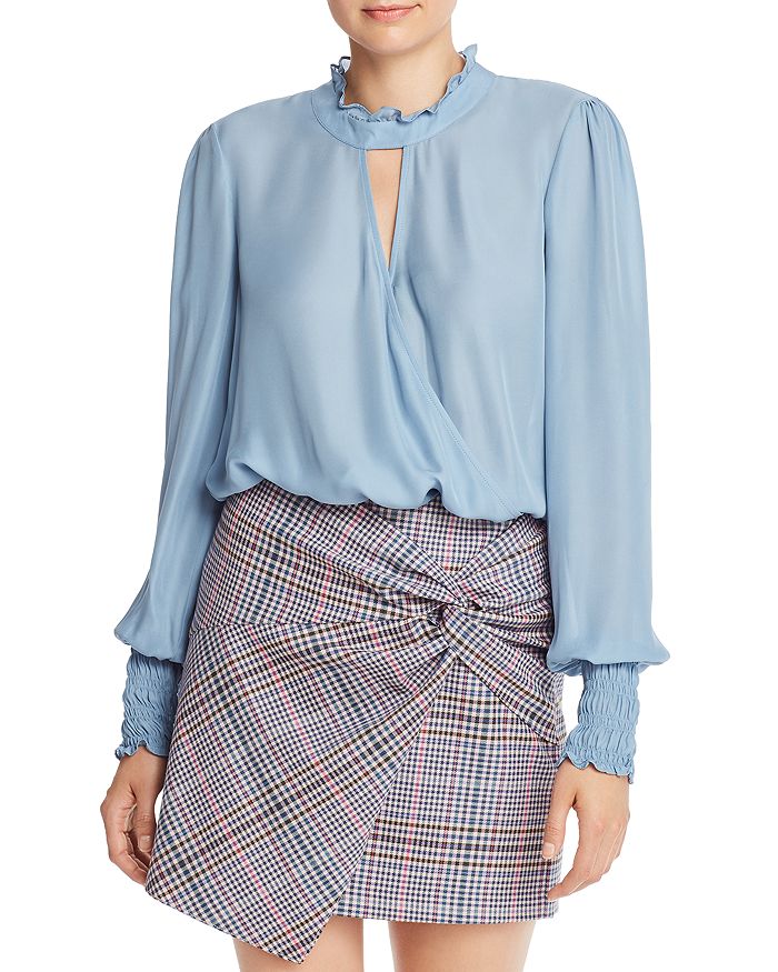 PARKER SAMMI RUFFLED FAUX-WRAP BLOUSE,P9H5799SB