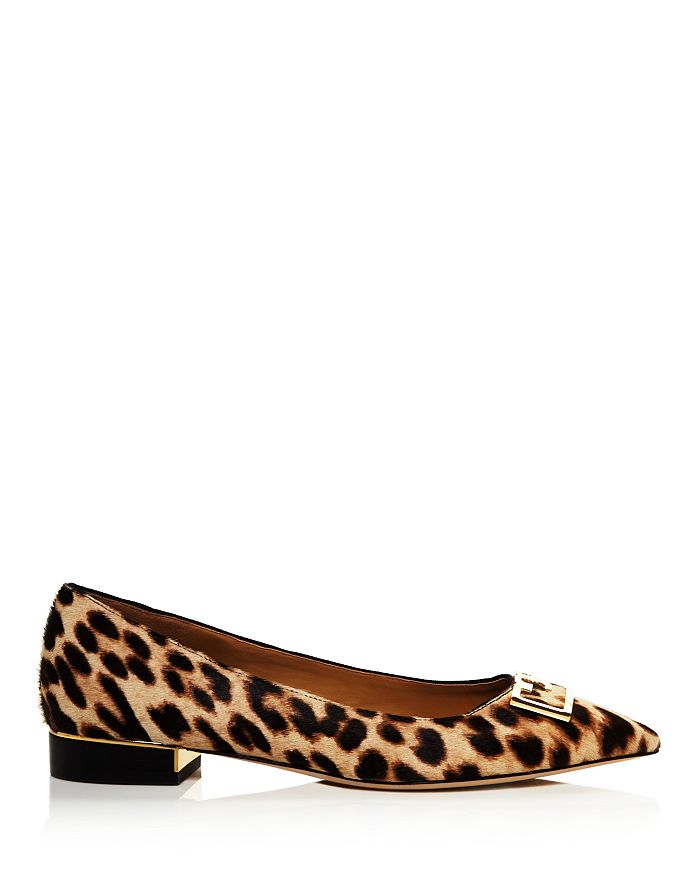 Shop Tory Burch Women's Gigi Pointed Toe Leopard Print Flats