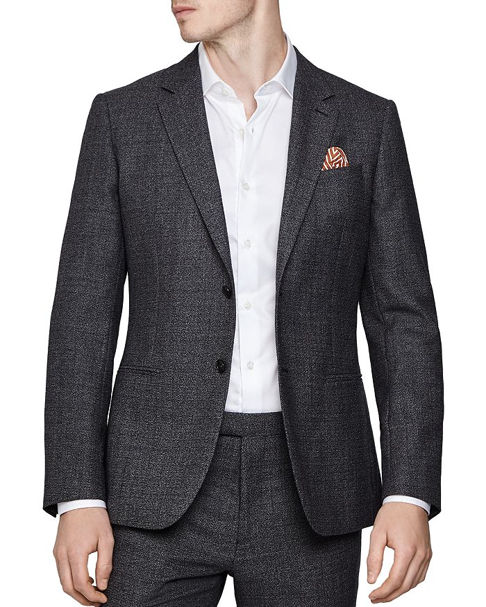 Reiss Move Mouline Slim Fit Blazer In Charcoal