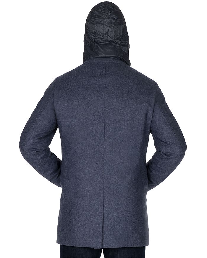 Wool Hooded Wrap Coat, Navy - Norwegian Wool