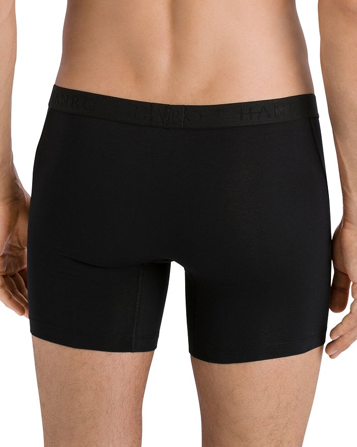 Shop Hanro Cotton Essentials Long-leg Boxer Briefs In Black