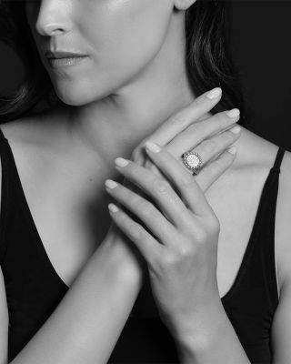 Sterling Silver Caviar Spark Diamond Ring