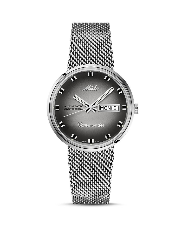 Shop Mido Commander Watch, 37mm In Gray/silver