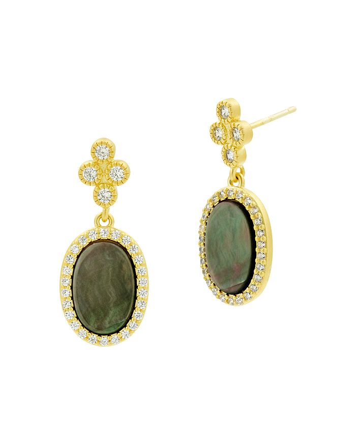 Freida Rothman Color Theory Oval Drop Earrings In 14k Gold-plated Sterling Silver Or Rhodium-plated Sterling Silver In Gold/olive