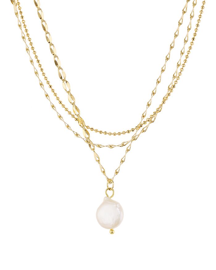 Jules Smith Layered Cultured Freshwater Pearl Pendant Necklace, 14-16 In Gold